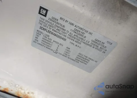 2010 Chevrolet Equinox Lt из США, поврежденный, VIN 2CNFLEEW4A6290498